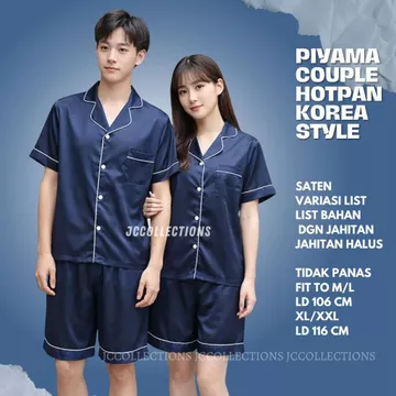 Piyama Hotpan Satin COUPLE JCCollections Baju Tidur Piyama Couple