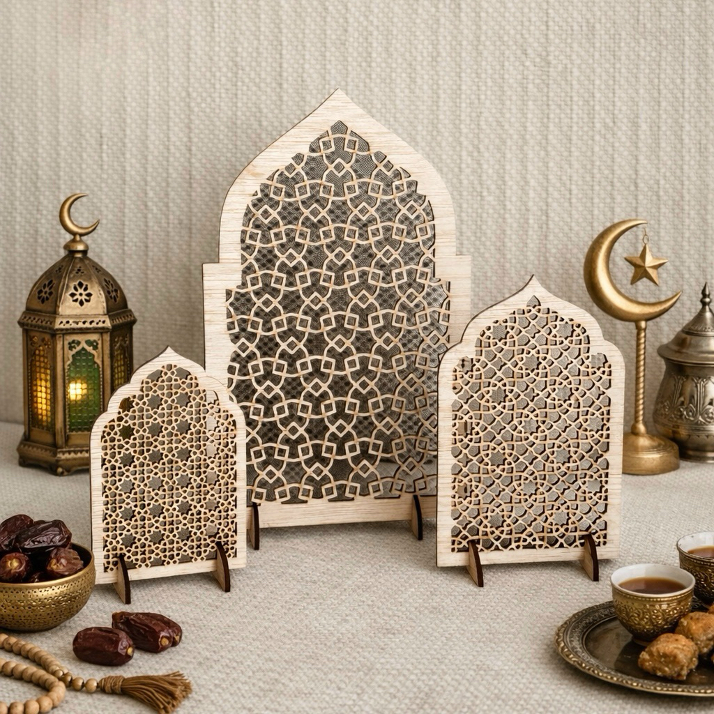 (READY STOK) Dekorasi Ramadan Ornamen Lebaran Hiasan Estetik Props Photography Properti Foto Ramadan Plywood 3 Ukuran