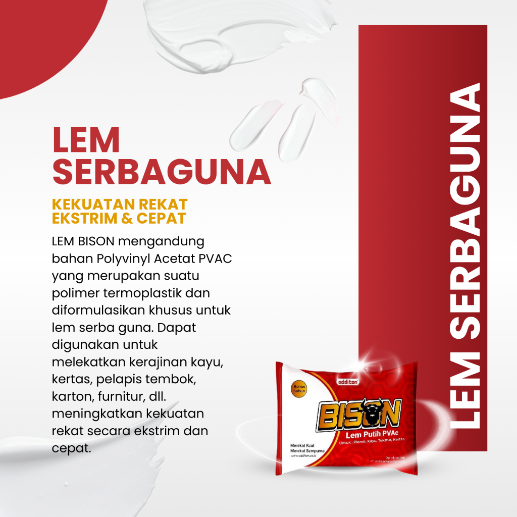 Jual ADDITON Lem Bison Lem Putih PVAc 750gr Serbaguna Membantu ...