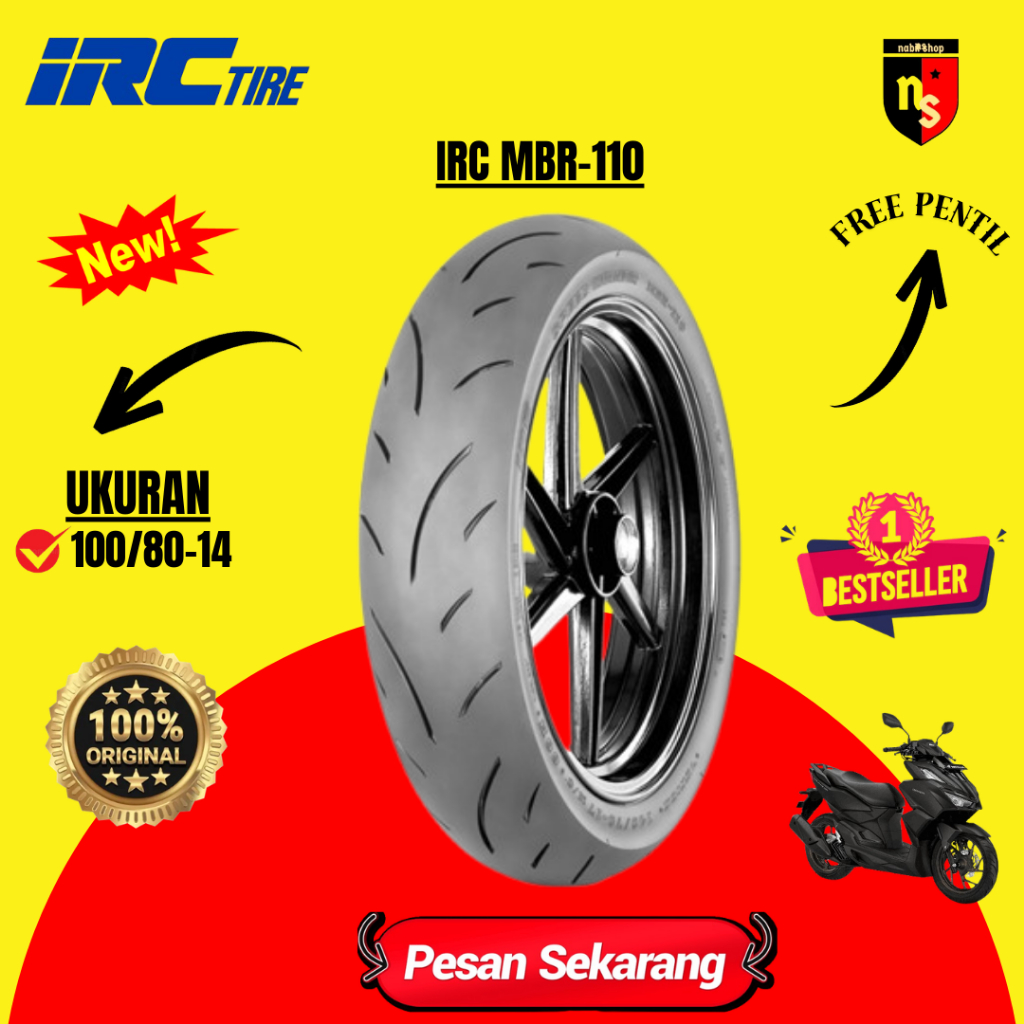 Jual BAN TUBLES IRC 100/80-14 MBR110 BAN LUAR IRC TUBELESS RING 14 ...