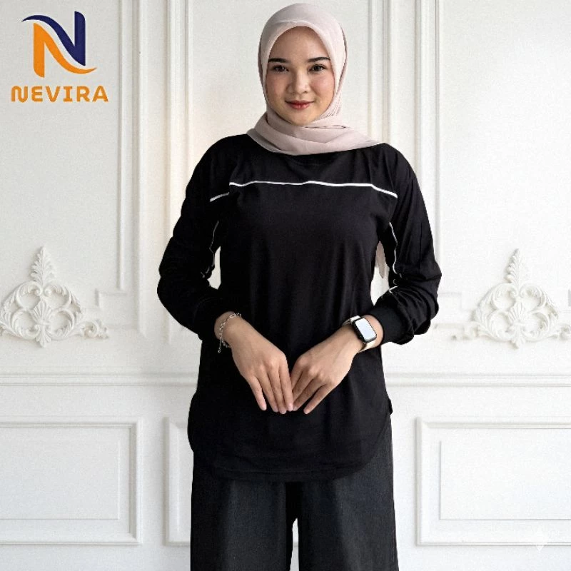 Atasan Kaos Wanita Lengan Panjang RIB Model List