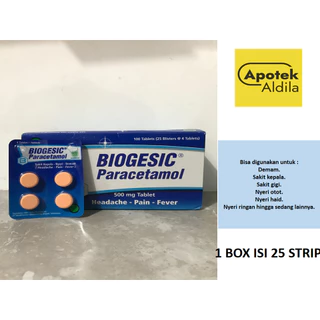 BIOGESIC PERBOX ISI 25 STRIP UNTUK SAKIT KEPALA, NYERI, DEMAM