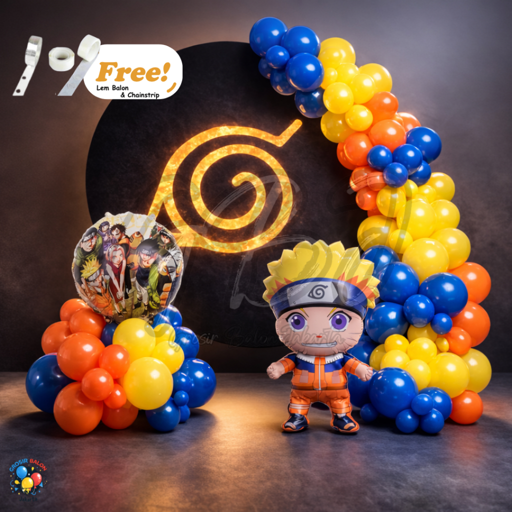 [PAKET PREMIUM] Dekorasi Ulang Tahun Naruto Garland Full Set / Itachi / Kakashi / Sasuke Ninja Konoha / Animasi Kartun Anime