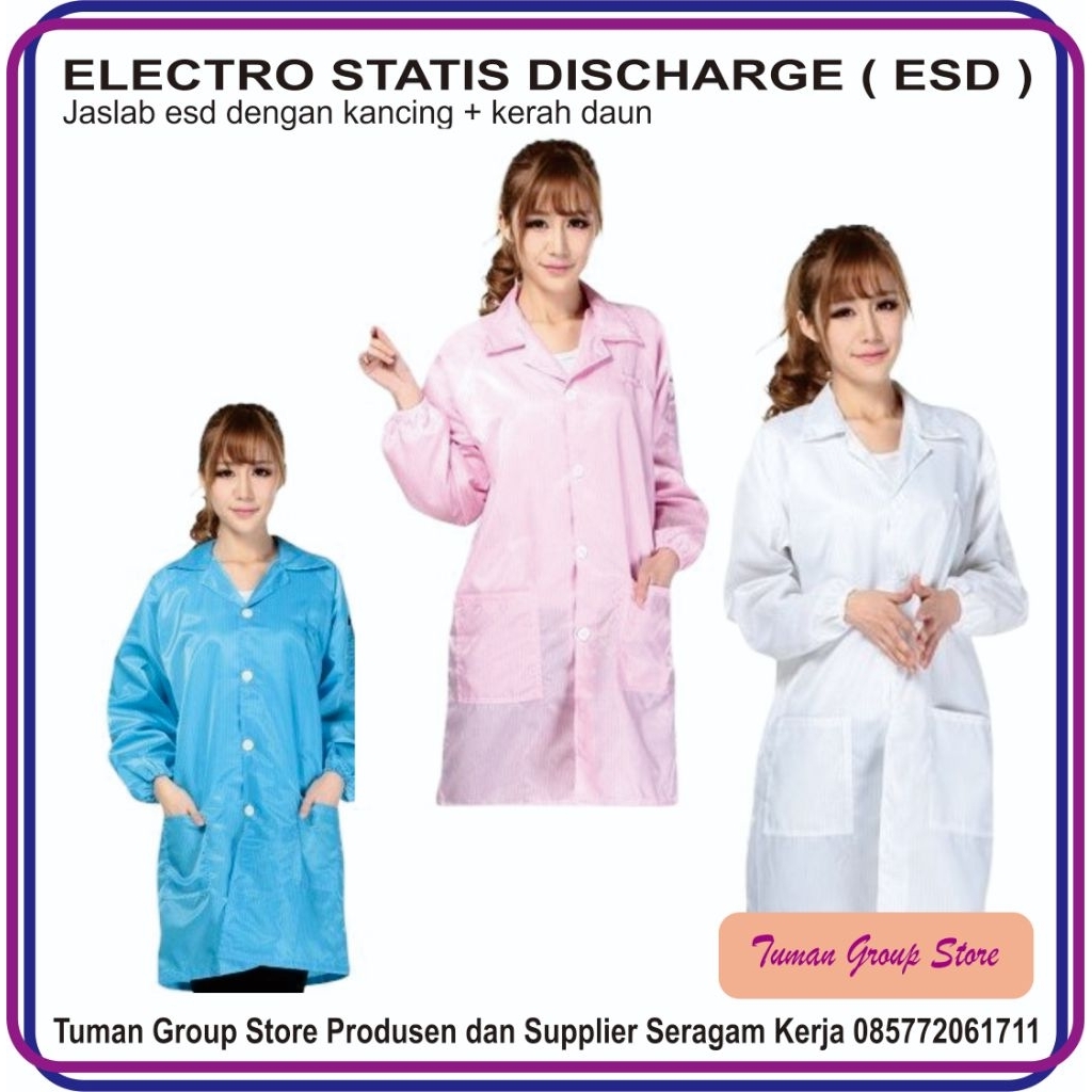 Jual Jaslab cleanroom smoke Esd ( Jaslab kancing ) | Shopee Indonesia
