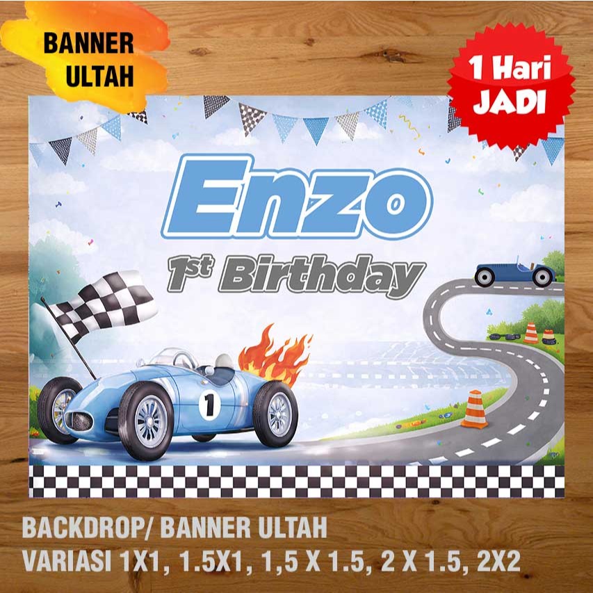 Jual MOBIL RACING BANNER/ DEKORASI, HAPPY BIRTHDAY, SPANDUK, BANNER ...