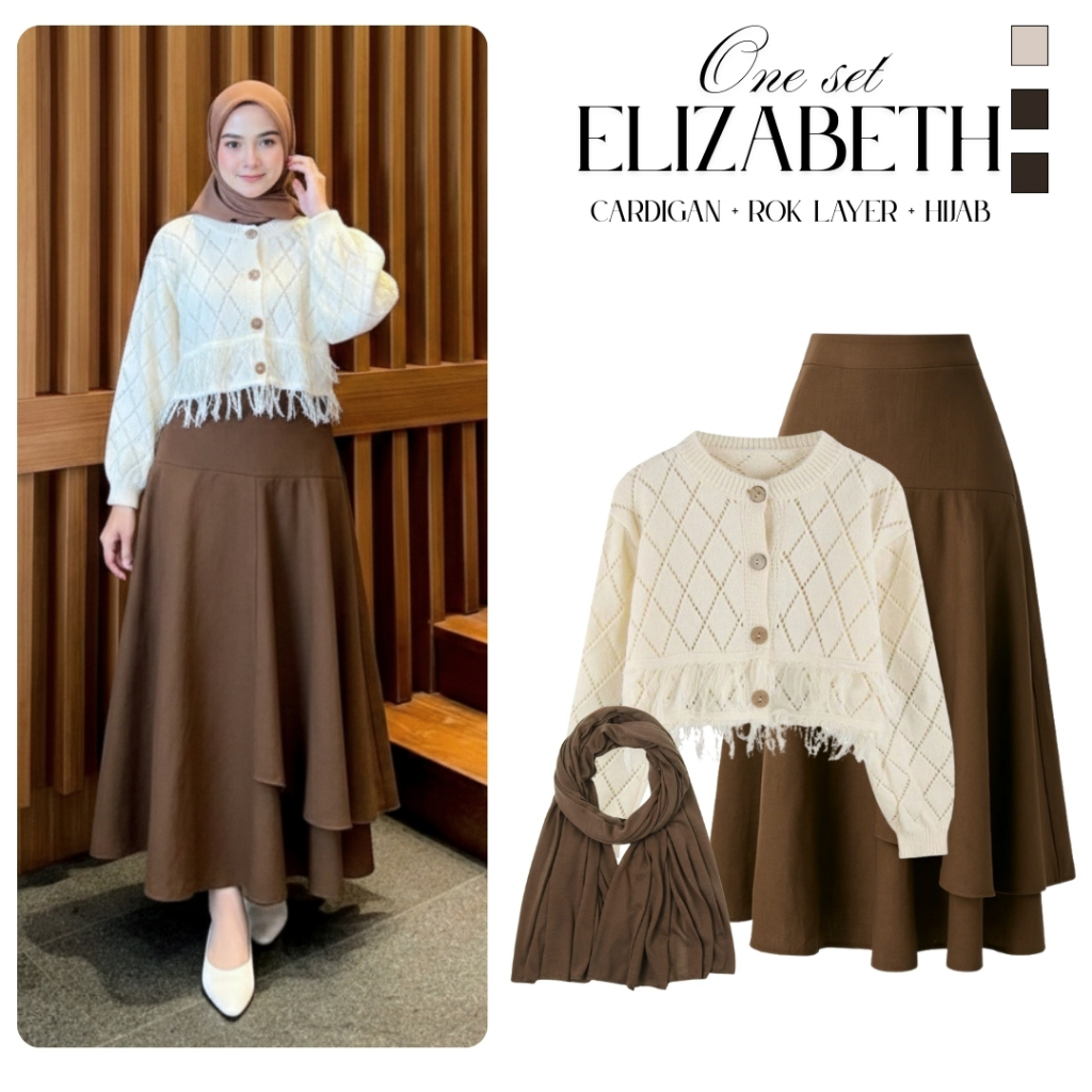 Jual One Set Wanita Korean Style ( Cardigan Crop Rawis Broken White ...