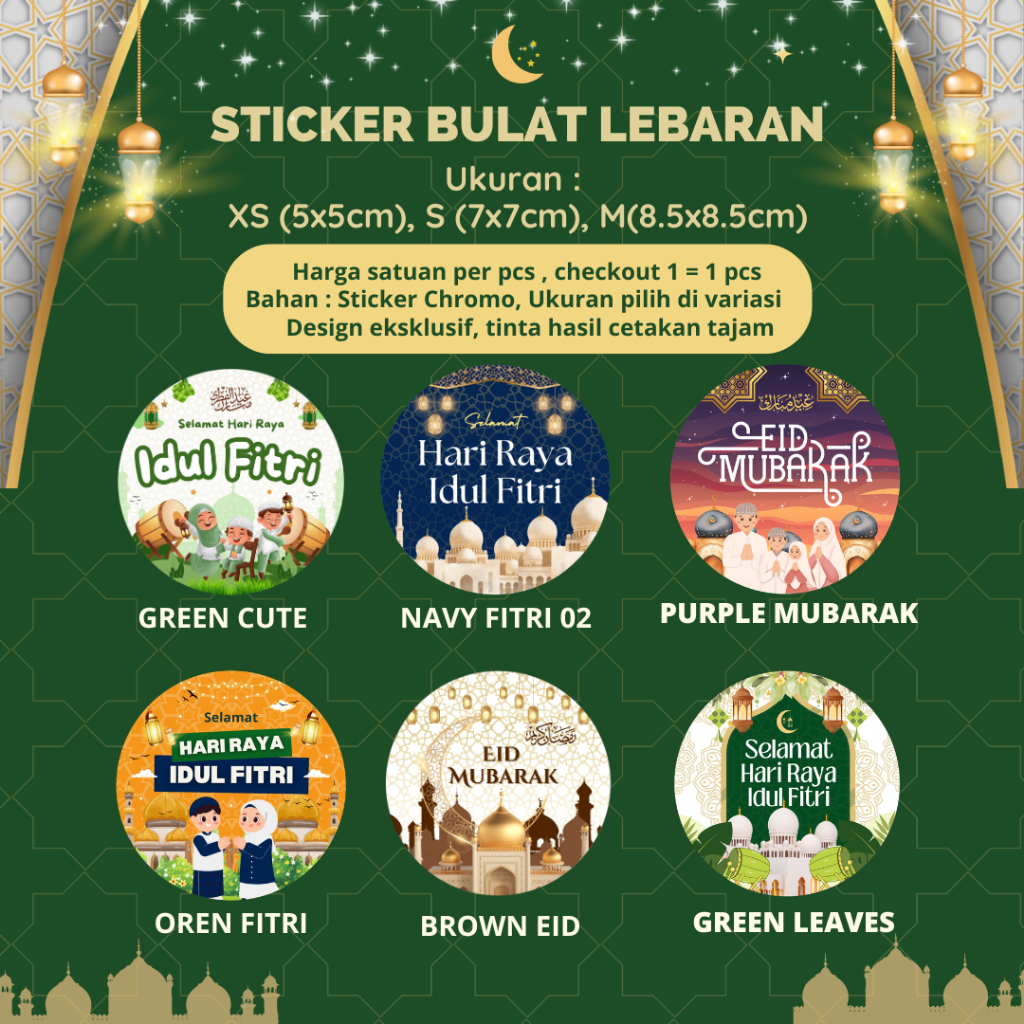 Jual Stiker Toples Lebaran | Sticker Idul Fitri Toples Bulat Mubarak ...