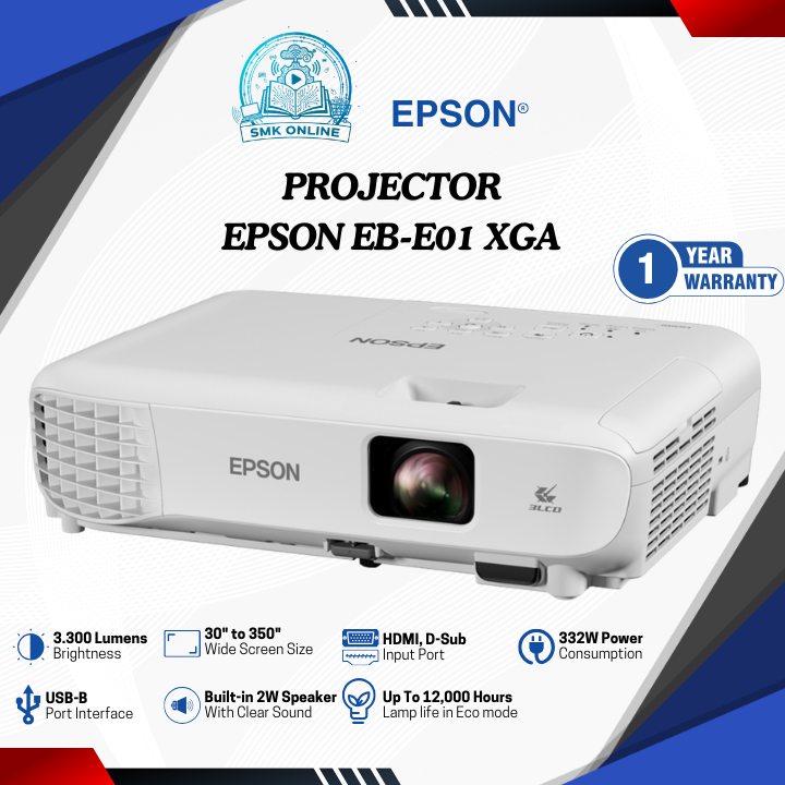 Jual EPSON Proyektor EPSON EB-E01 EBE01 EB E01 XGA 3LCD 3300 Lumens ...