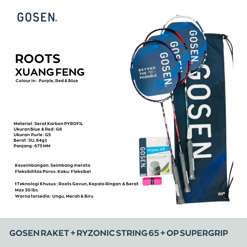 Jual [ EKSLUSIF ] GOSEN Badminton Rackets Xuang Feng- 4U/G5 (Max 30 lbs ...
