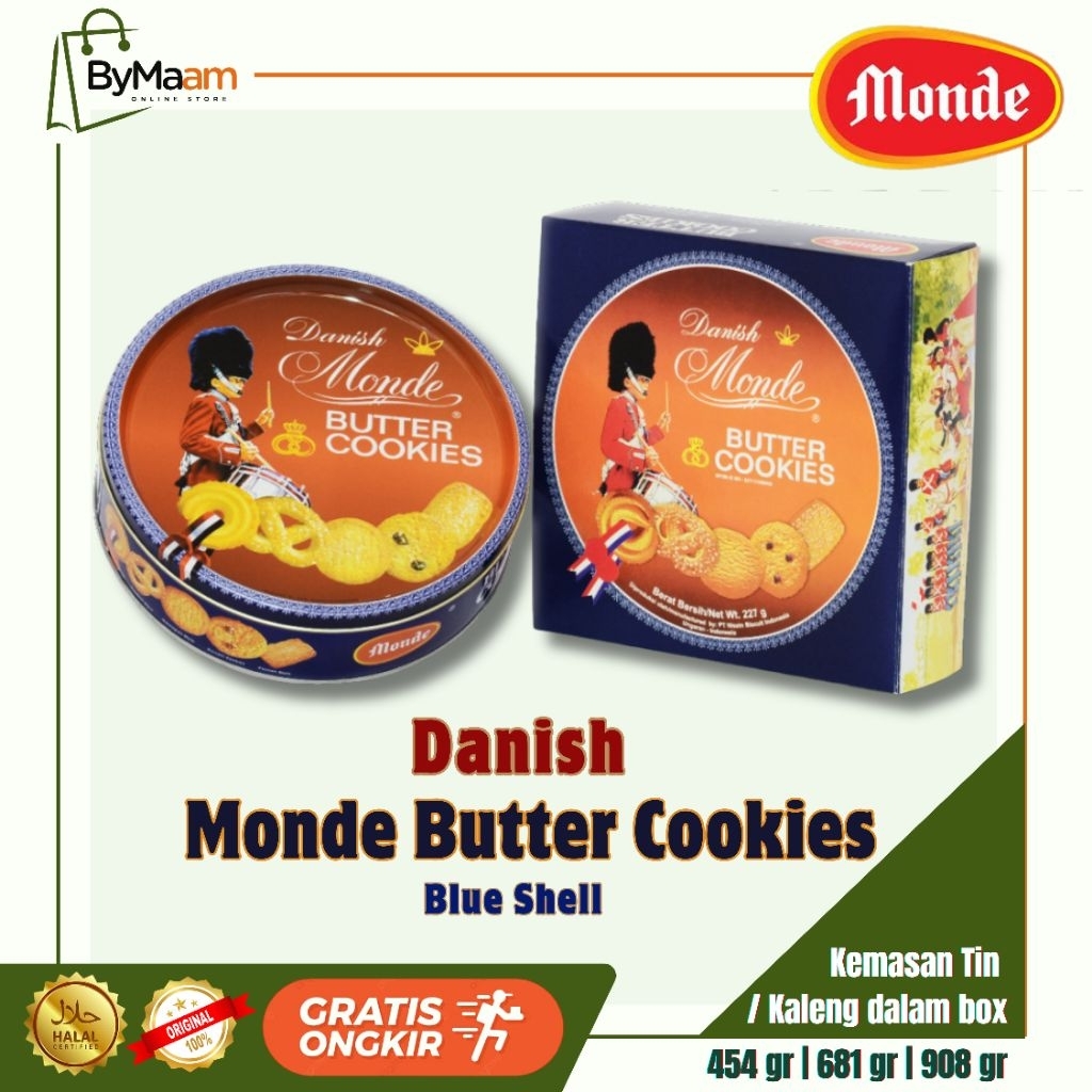 Jual Biskuit MONDE Danish Butter Cookies Blue Shell Kaleng 454 gr, 681 ...
