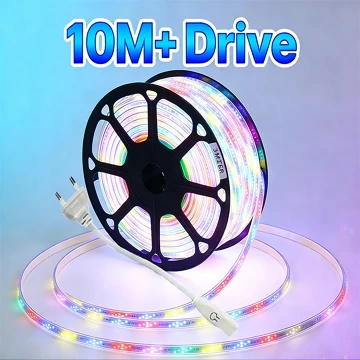 Lampu Led Strip Selang 2835 10Meter 220V Outdoor Rgb Led Strip Warna Warni Smd 5050