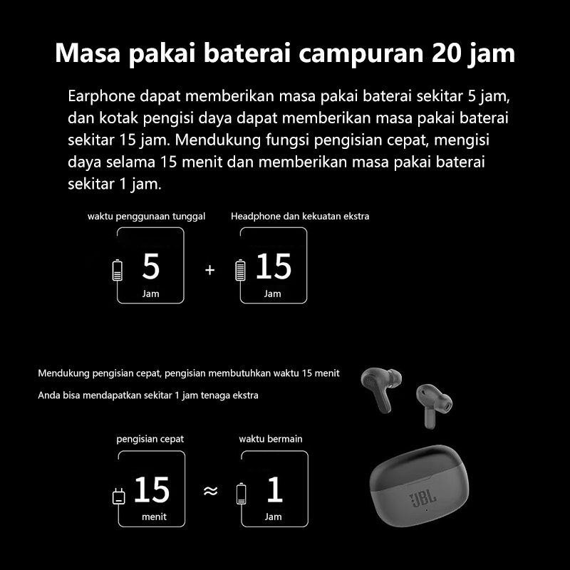 Jbl Wave 200 Tws Headset Wireless In-ear Noise Cancelling Headphones Real Stereo - foto 4