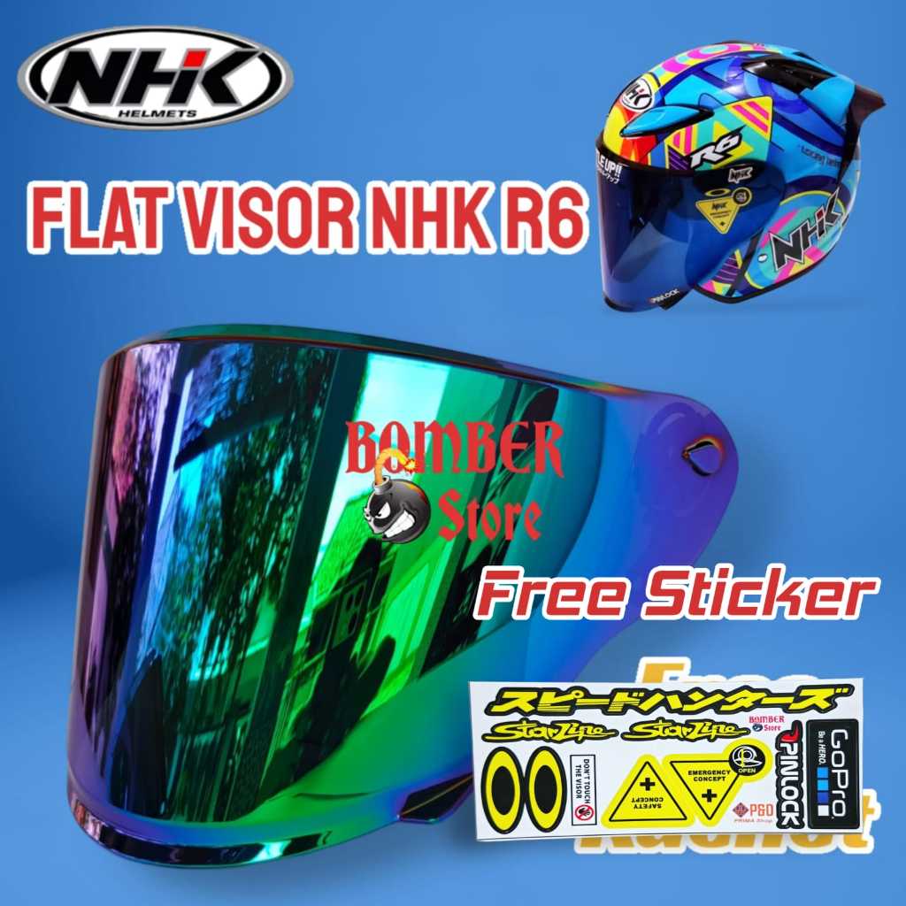 Jual Kaca Helm NHK R6, Flat Visor nhk r6 Clear, Smoke, Iridium | Shopee ...