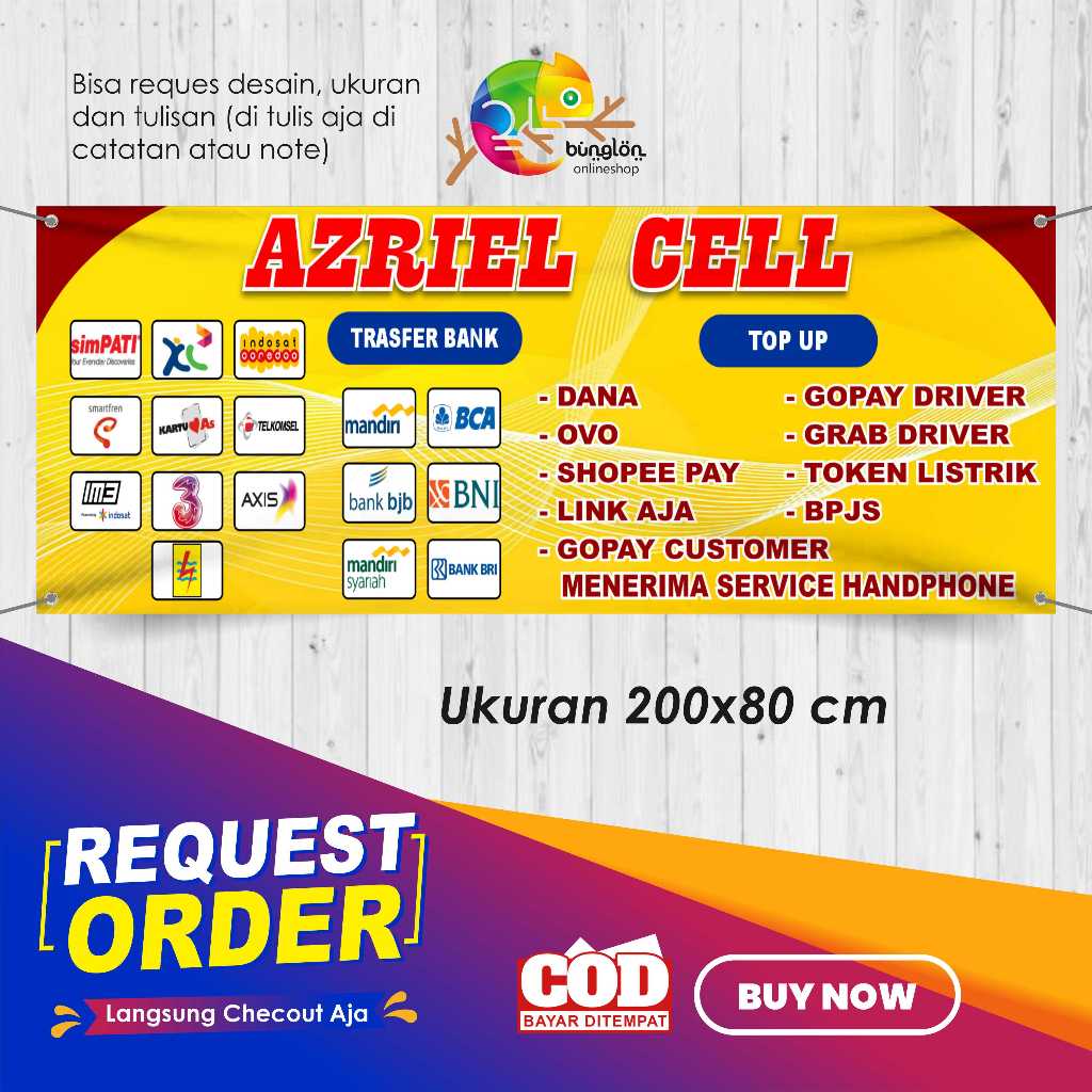 Jual CETAK BANNER 200X80 CM SPANDUK KONTER CELL CUSTOM | Shopee Indonesia