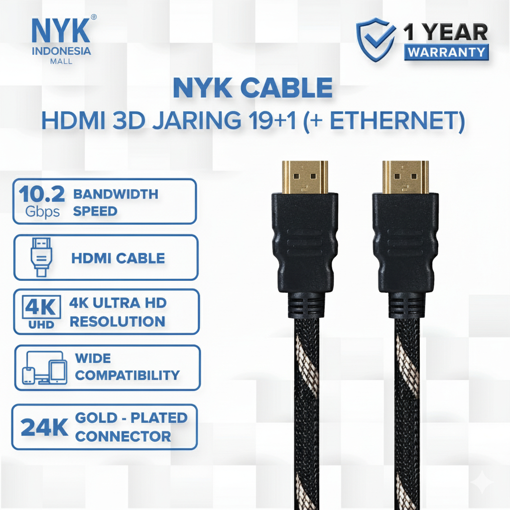 NYK Kabel HDMI to HDMI Support 3D/4K/2K/1080p Ethernet COD (2)