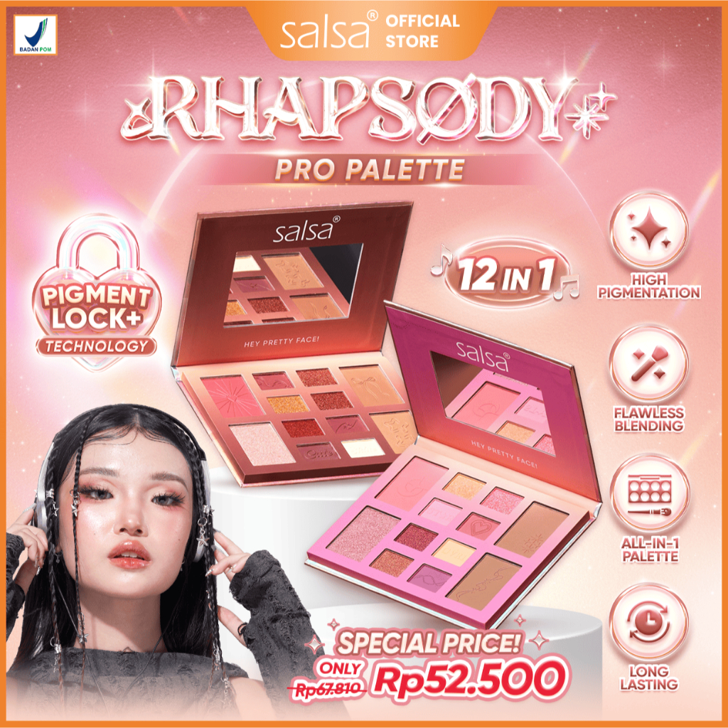 Jual [NEW LOOK!] SALSA Rhapsody Face Pro Palette - 12in1 Makeup Palet Wajah Multifungsi | All in One Makeup Kit | Eyeshadow | Blush On | Highlighter | Bronzer |Contour | High Pigmented Blendable Smooth | Shopee Indonesia