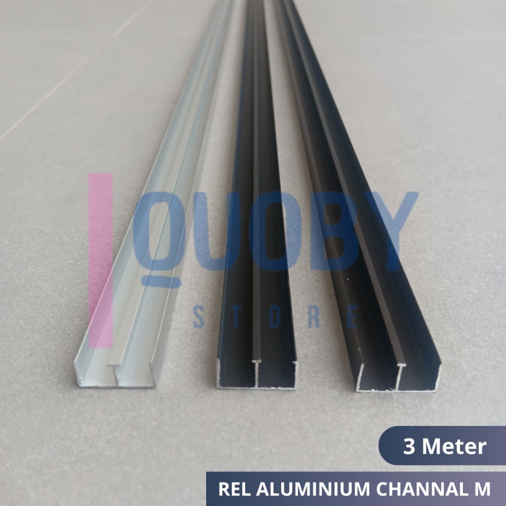 Rel Aluminium M 2 Jalur Rell Pintu Kolong meja Dapur Sliding 3 Meter