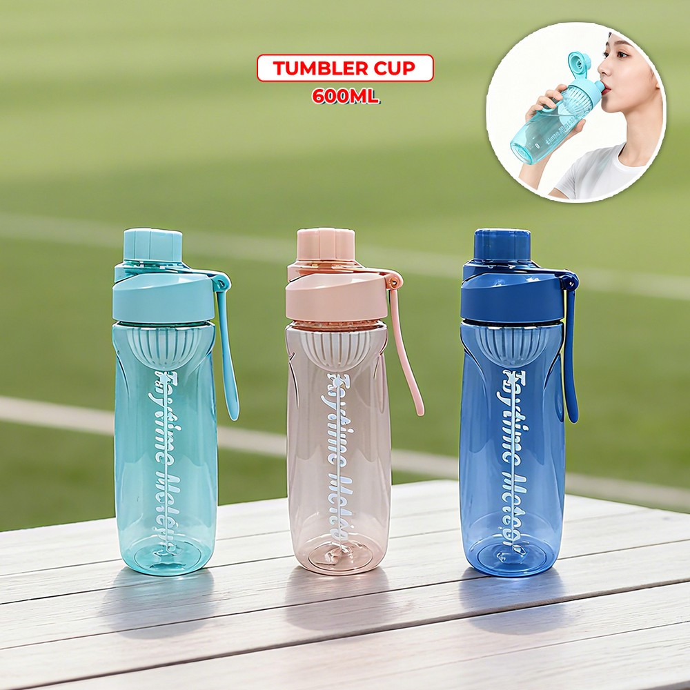 Jual Botol Minum Flip Plastik BPA FREE 600ML dengan Gantungan Portable ...