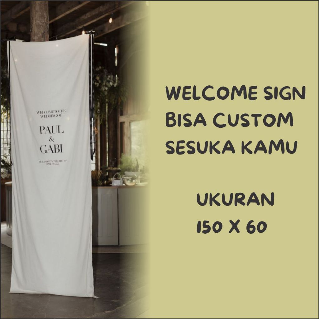 Jual WELCOME SIGN WEDDING BAHAN KAIN AESTHETIC - BISA REQUEST DESAIN ...