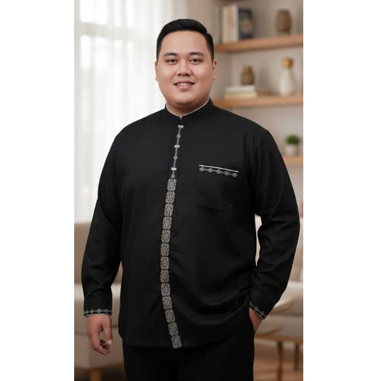 SumberRejekiJeans - (BONUS DUS) Baju Koko Pria Hitam 3 SAKU Lengan Panjang Katun Bordir Terbaru Ukuran M L XL 2XL 3XL 4XL BIG JUMBO Reguler Cocok Untuk Hadiah THR Lebaran Umroh Haji Syukuran Hajatan Kado Bapak Kakek KTN-MTAP3.HTM