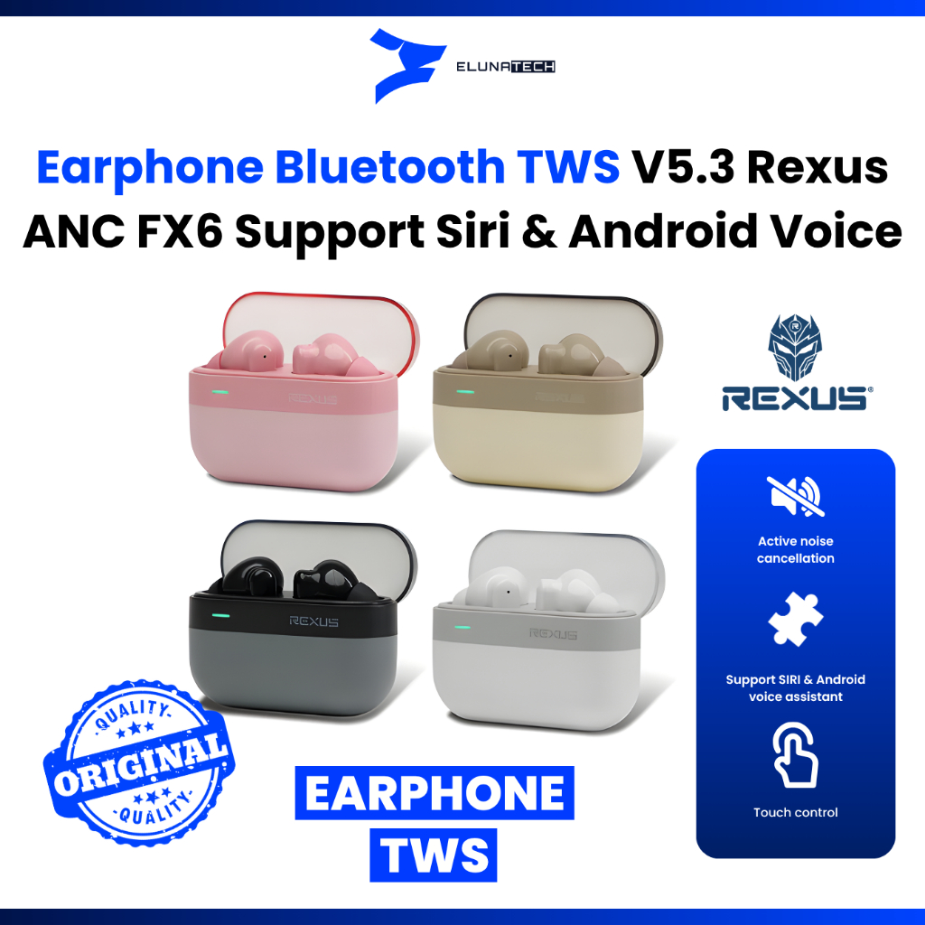 Jual REXUS Fx6 Tws Earphone Bluetooth Anc - Touch Control Support Voice ...