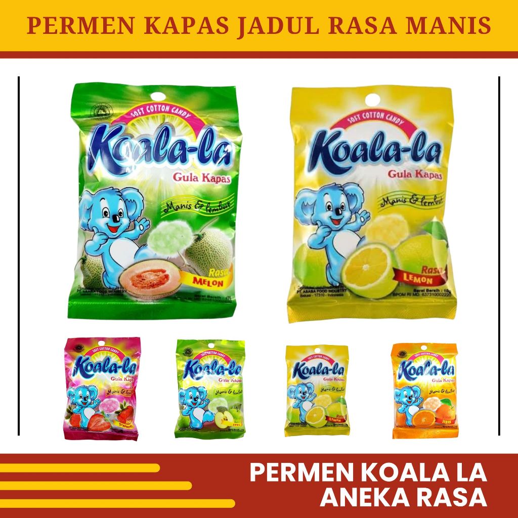 Jual Snack Jadul Koala-la Permen Gula Kapas Soft Cotton Candy Manis ...