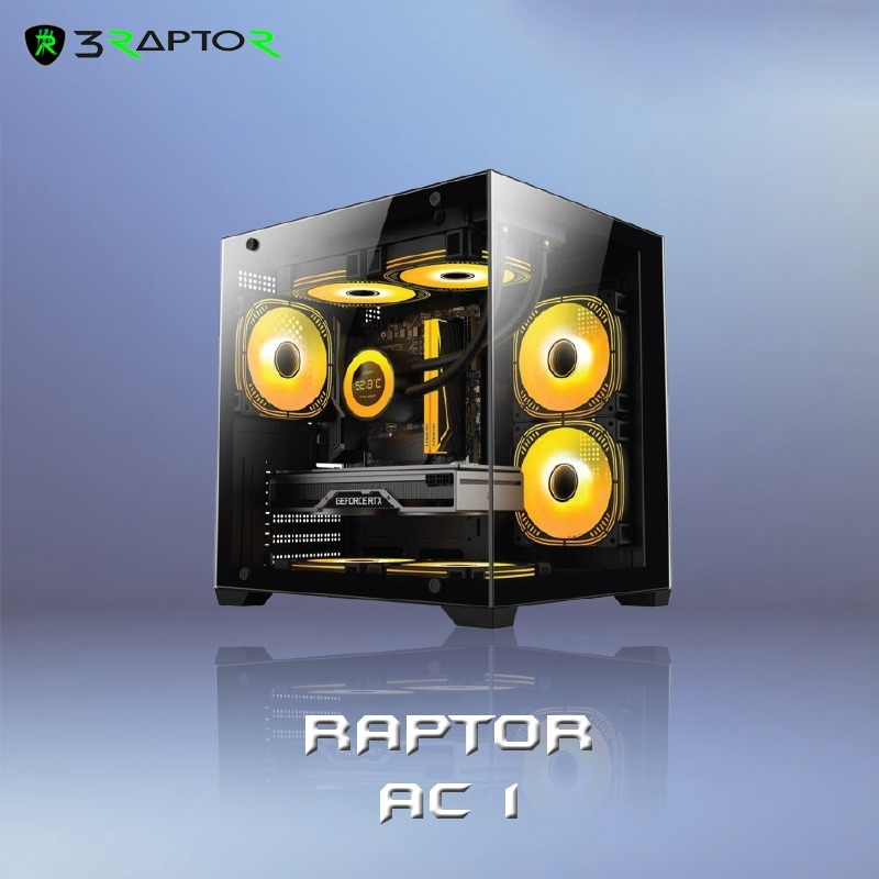 Jual Casing Gaming Raptor AC-1 MicroATX MiniITX Tempered Glass + 3 Fan ...