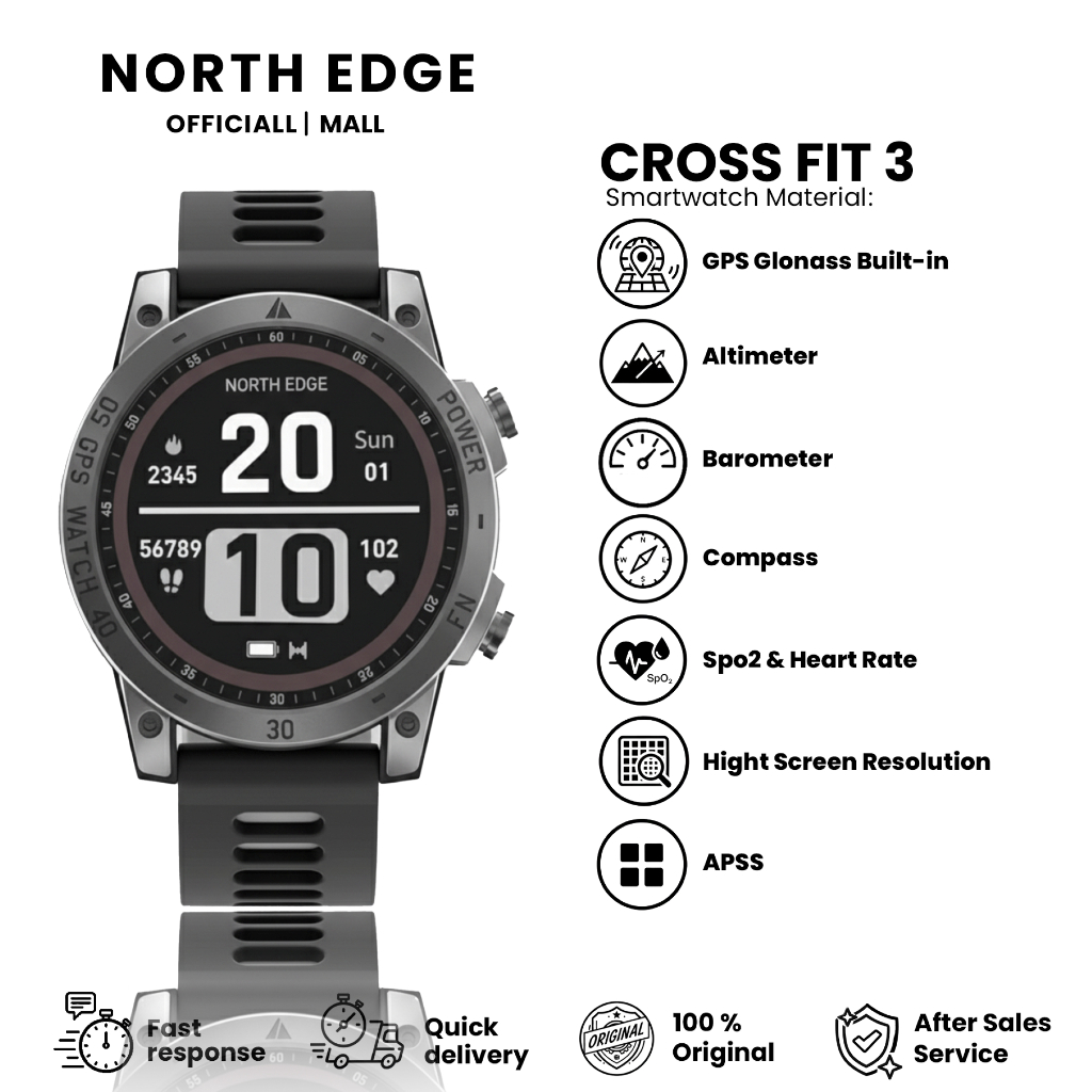 Jual NORTH EDGE CROSS FIT3 GPS INCRIDIBLE SMARTWATCH SCREEN AMOLED