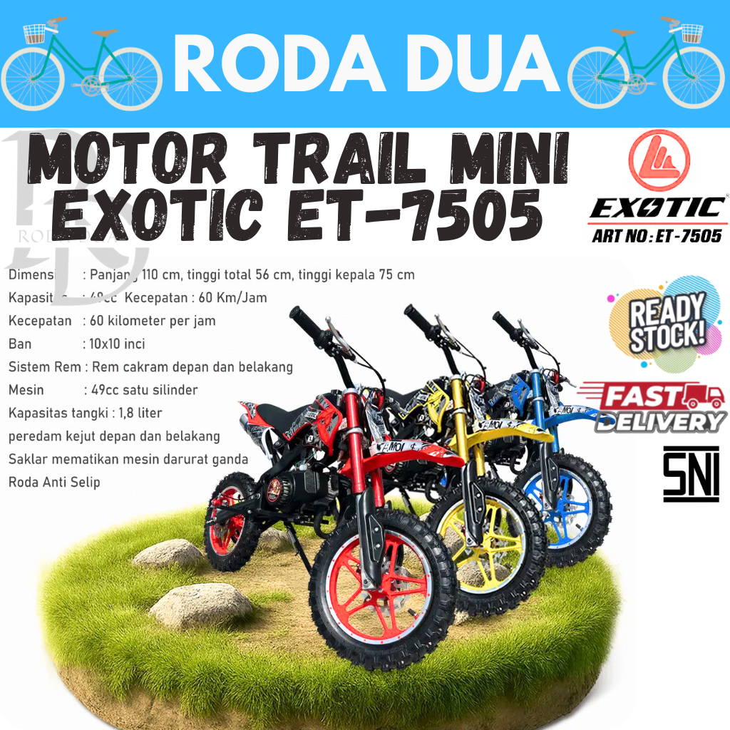 Jual MOTOR TRAIL ANAK MINI GUNUNG ET-7505 EXOTIC | Shopee Indonesia