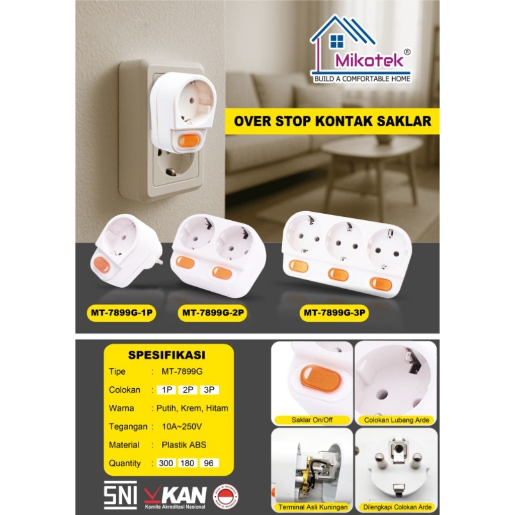 Jual Stop Kontak Saklar Mikotek MT 7899G - Over StopKontak Arde Mikotek ...