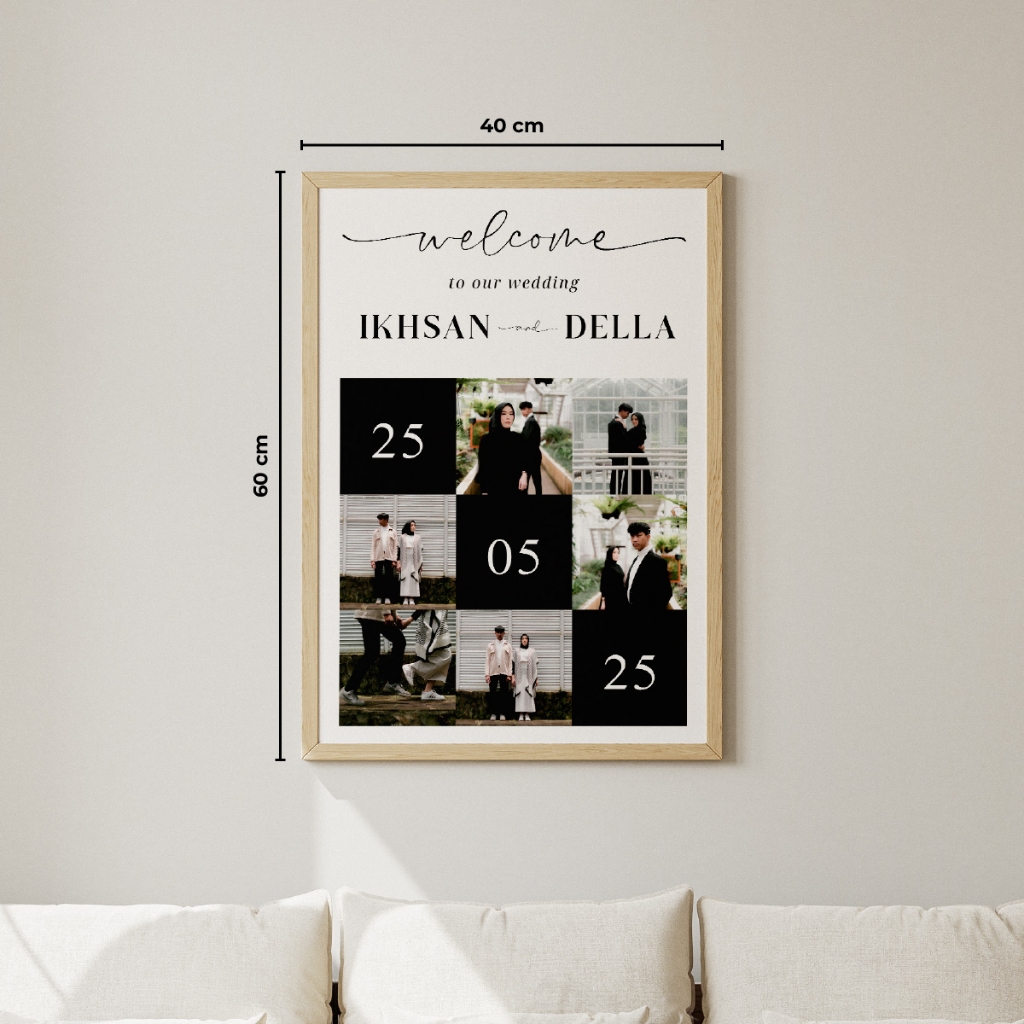 Jual Cetak Foto Pernikahan [60x40CM] Welcome Wedding Sign Free Custom ...