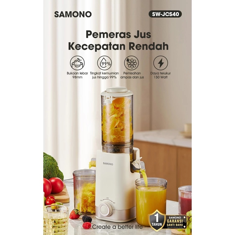 Jual SAMONO SW-JCS40 Slow Juicer 99% Murni Low Watt 150W | Pemeras Jus ...