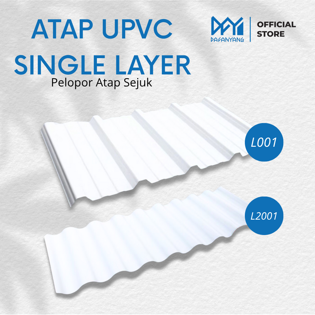 Atap Rumah UPVC Single Layer Gelombang Ringan dan Kuat Premium Roofing Panjang 1-2-3 Meter | Atap Rumah Anti Bocor, Anti Panas, Meredam Suara dan Sejuk Alderon