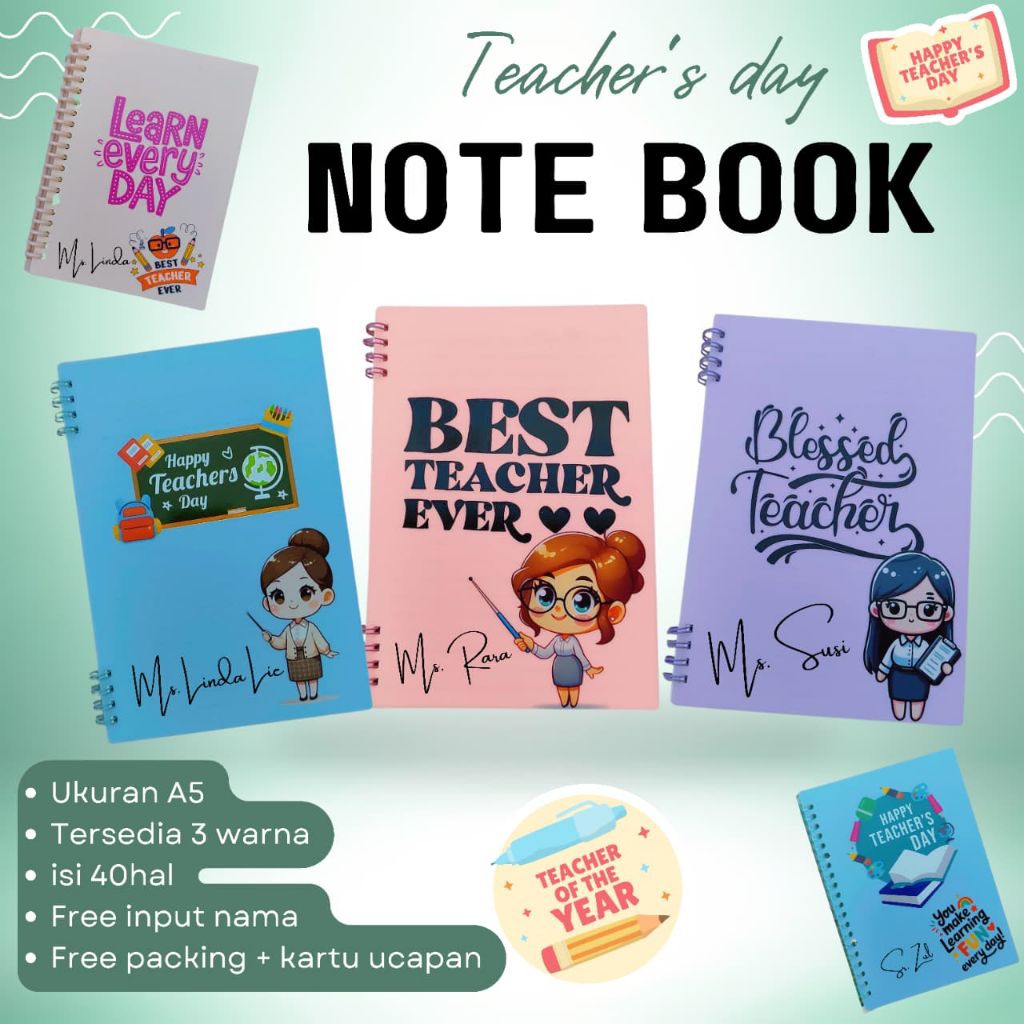 Jual Hampers Kado Hari Guru Note Book Ukuran A5 40 Halaman Free Input ...