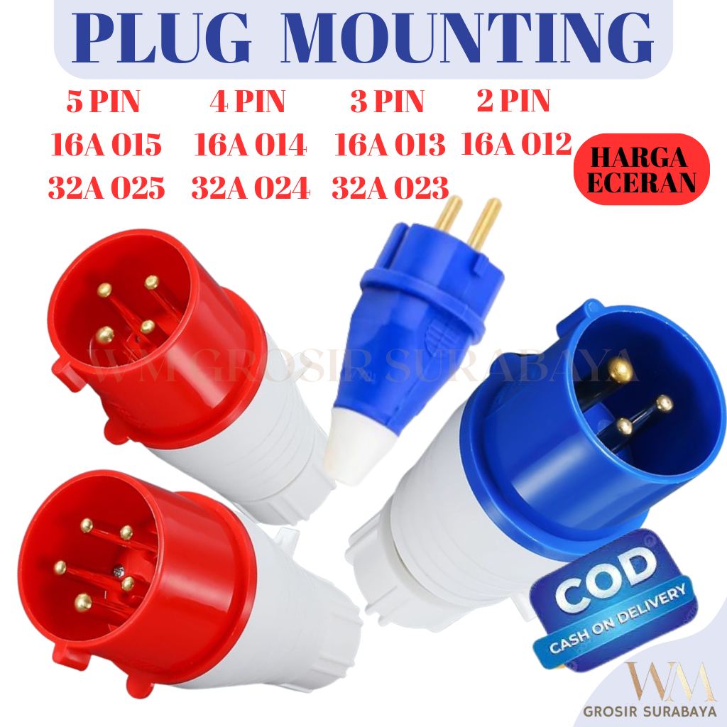 Jual Industrial Plug mounting Soket Male Colokan Genset Cowok Steker ...