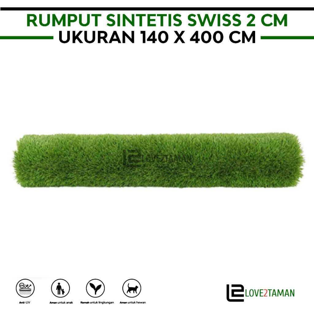 Jual RUMPUT SINTETIS TIPE SWISS 2 CM UKURAN 140 X 400 CM | Shopee Indonesia