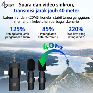 IST 3 IN 1 Mic Wireless Clip On 2 Microphone Wireless Clip On Noise Reduction Mikrofon Konten