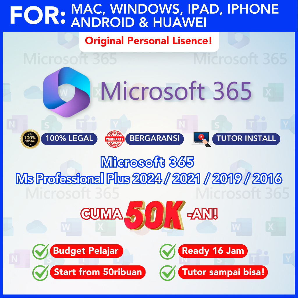 [WIN & MAC] Microsoft Office 365 / 2016 / 2019 / 2021 | Free Video Panduan + Dibantu Sampai Terinstal