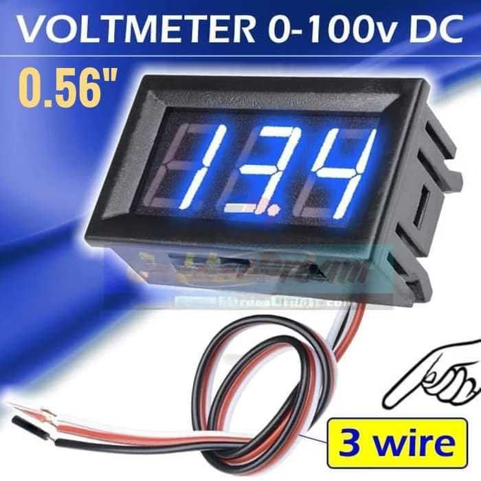 Jual DC Voltmeter 3 Wire 0-100V LCD 0.56inch LED Frame Kabel Volt ...