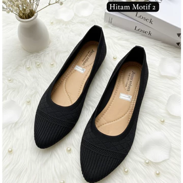 Flatshoes Rajut Wanita Sepatu Ballet Rajut