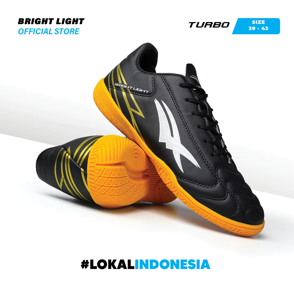 Jual Sepatu Futsal - Bright Light Turbo AC Hitam Gold Olahraga | Shopee ...