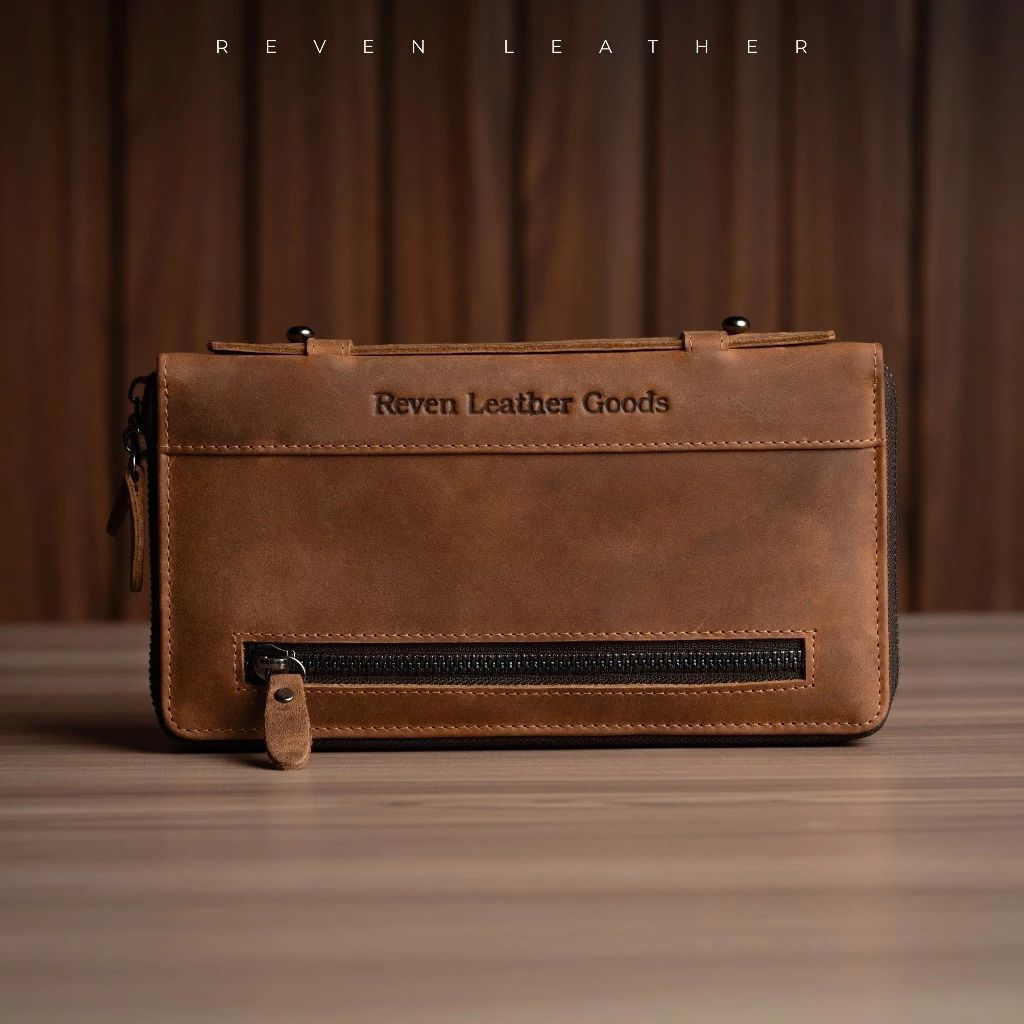 Reven Leather Benicio Handbag Tas Tangan Pria Clutch Cowok Bahan Kulit  Sapi Asli Crazy Horse Premium Original