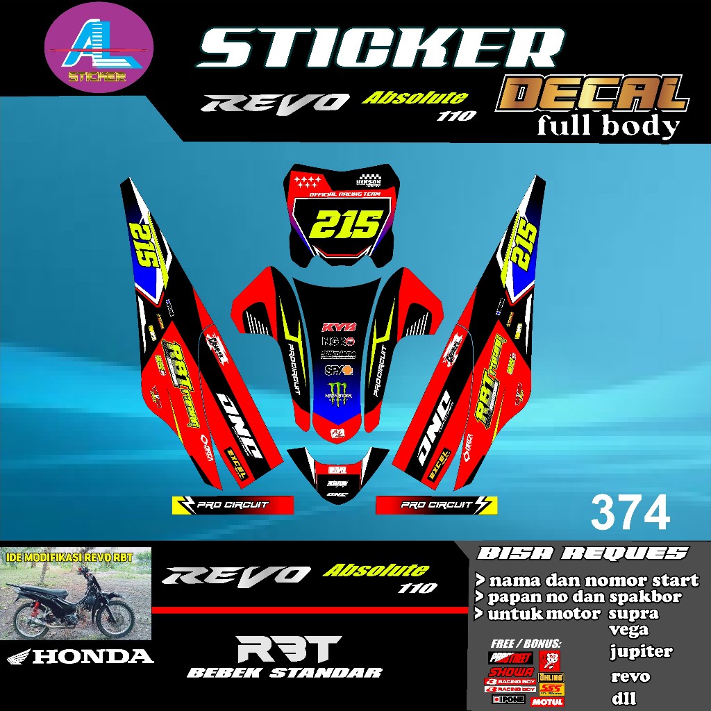 Jual Sticker RBT STRIPING MOTOR DECAL REVO ABSOLUTE 110 FULL BODY MOTOR ...