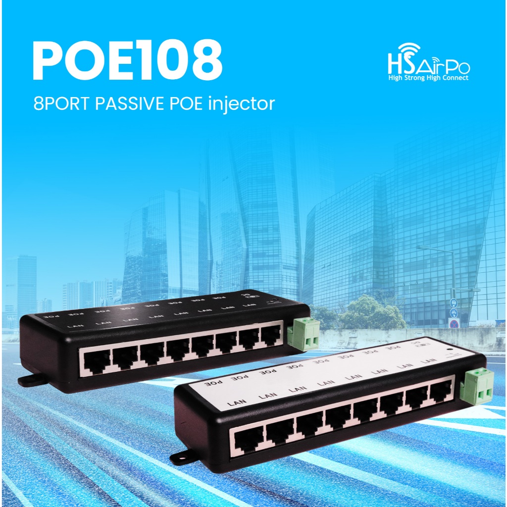 Jual HSAirPo POE Injector 8 Port Passive Central Power Supply Hub 8 ...