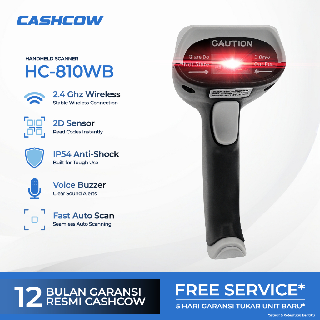 Jual CASHCOW HC-810WB – Scanner Barcode 2D 3-in-1 Wireless 2.4G ...