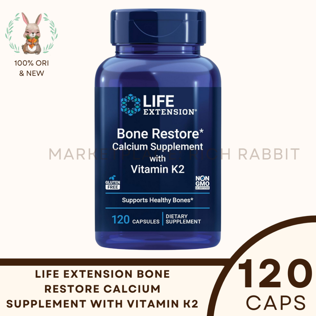 Jual Life Extension Bone Restore Calcium Supplement Vitamin K2 Suplemen ...