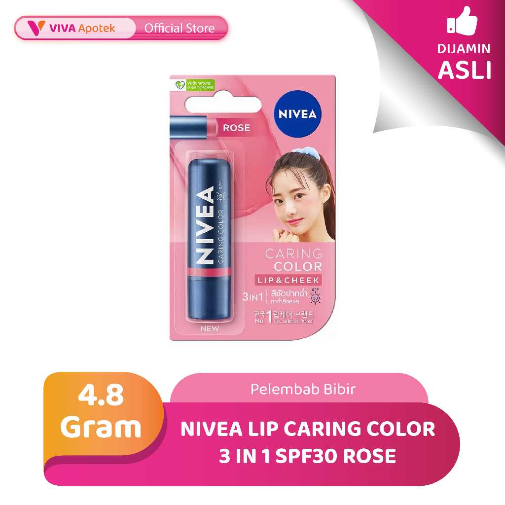Jual Nivea Lip Caring Color 3 In 1 SPF30 Rose (4.8 Gram) | Shopee Indonesia