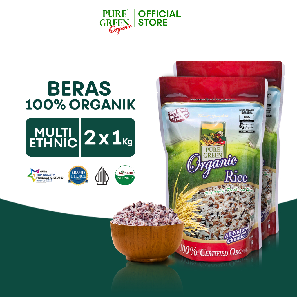 Jual PAKET 2 - PureGreen Organic Rice Beras Organik Multi Ethnic 1 kg x ...