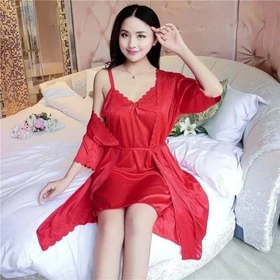 1Set Baju Tidur Kimono Tricot Bahan Satin