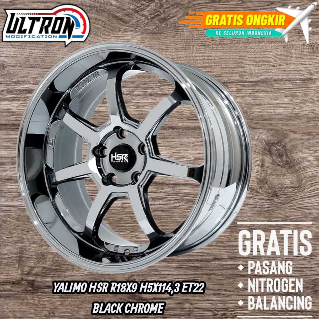 Jual VELG RACING BLACK CHROME R18 HSR YALIMO PELEK RING 18 BUAT MOBIL ...
